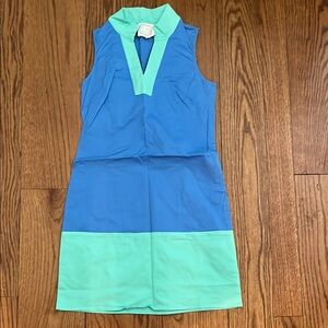 Sail to Sable XS Blue and Green Cotton Sleeveless Summer Shift Dress